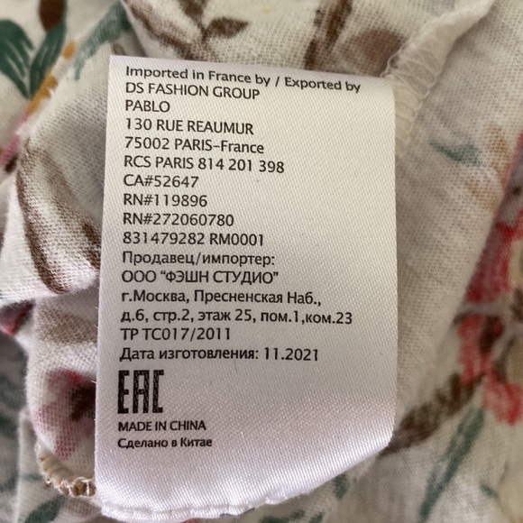 Pablo Paris Teony Floral Cotton Linen Short Sleeve Tee - 3 - L - Picture 13 of 16